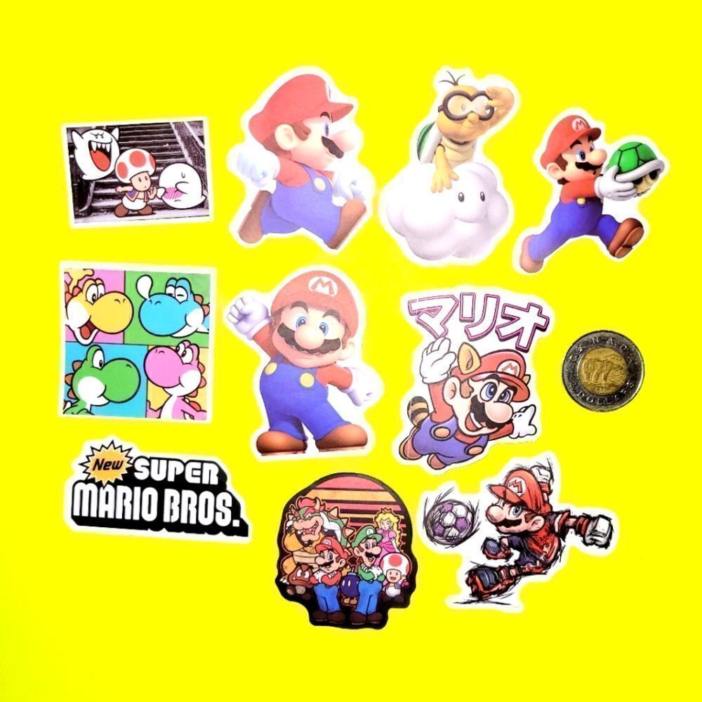 3/$20 Brand New 10x Super Mario Waterproof Stickers